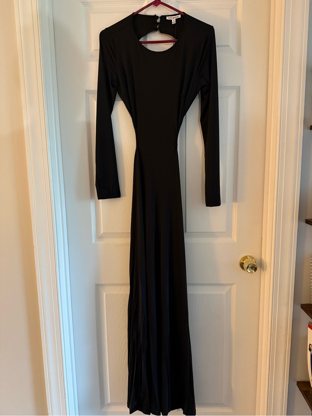 NWT Pretty Garbage Black Open Back Long Sleeve Maxi Dress